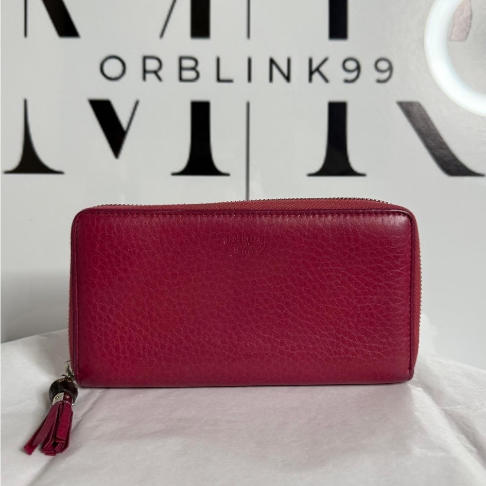Gucci Woman, Wine Red Color Long Wallet Leather Authentic